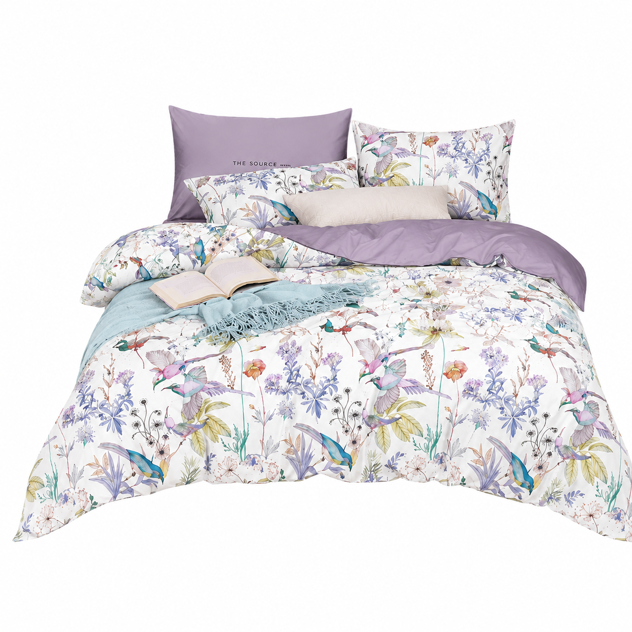 Bright Flamingo Leaf - Lavender Meadow Egyptian Cotton Bedding Set
