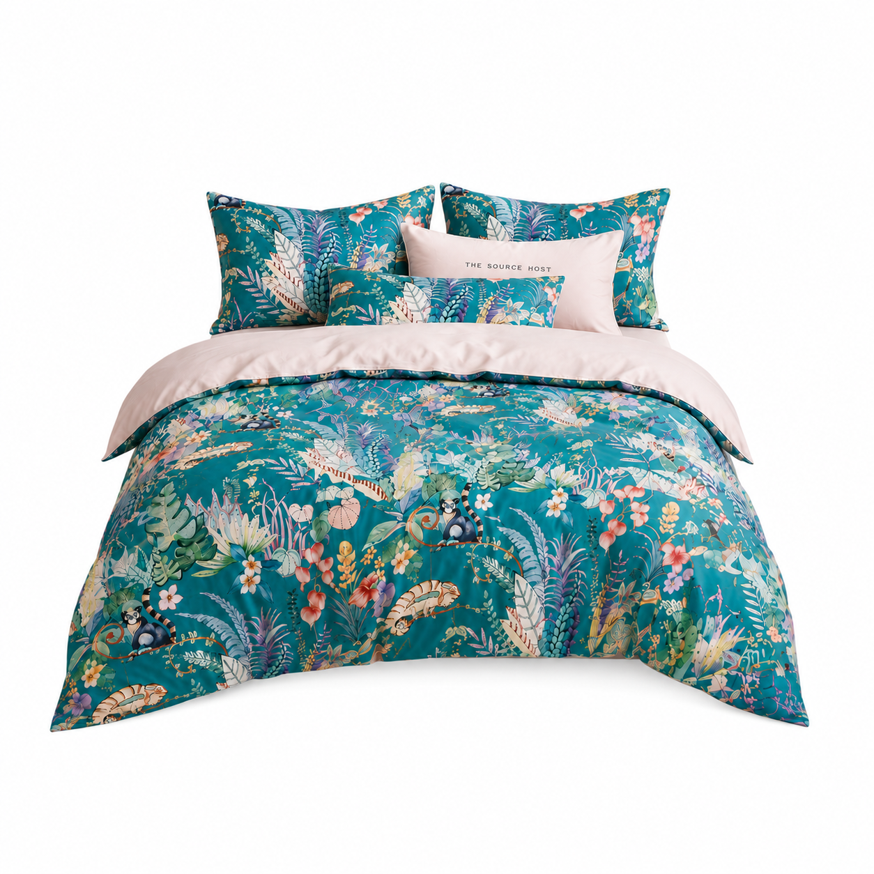 Bright Flamingo Leaf - Tropical Daydream Egyptian Cotton Bedding Set