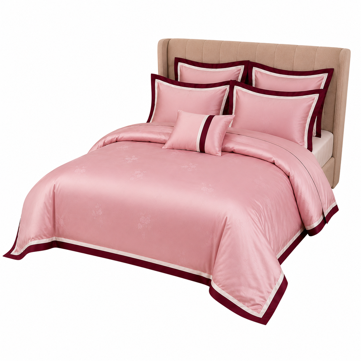 Scandinavian Luxe Jacquard - Blush Rose Egyptian Cotton Bedding Set