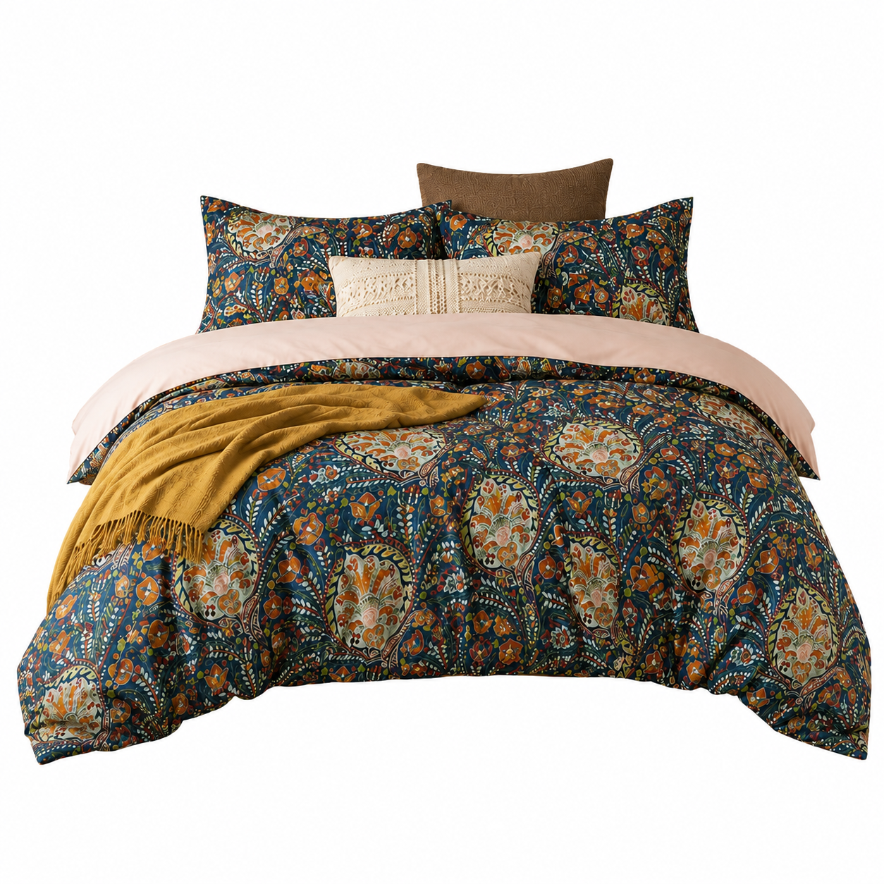 Bright Flamingo Leaf - Marrakech Garden Egyptian Cotton Bedding Set
