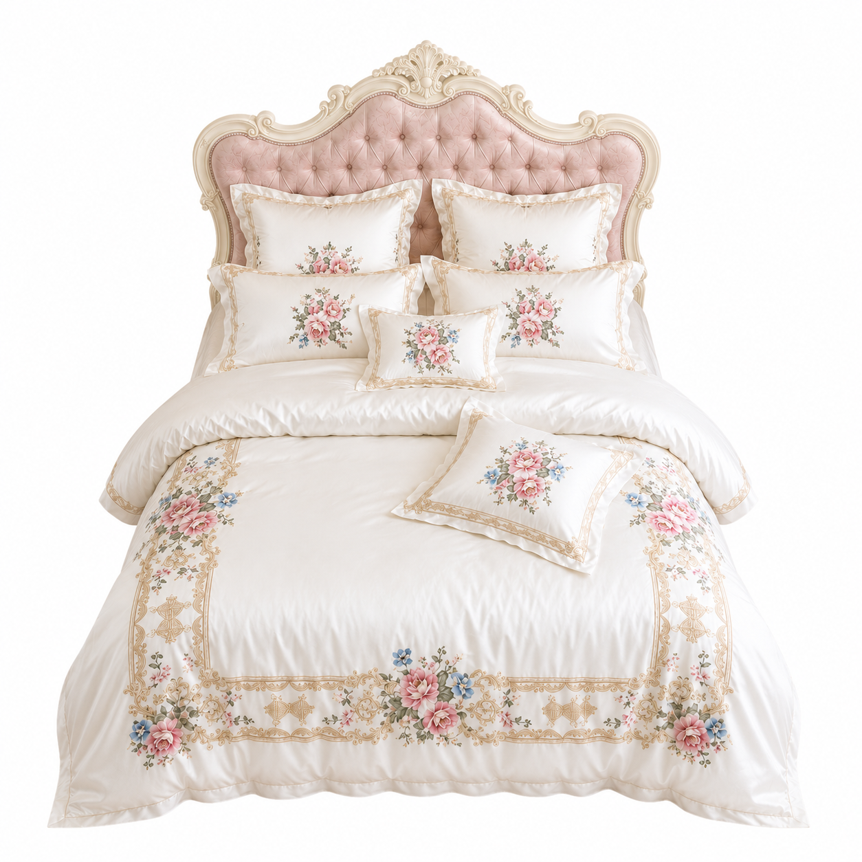 Egyptian Cotton Luxury Embroidered White Bedding Set