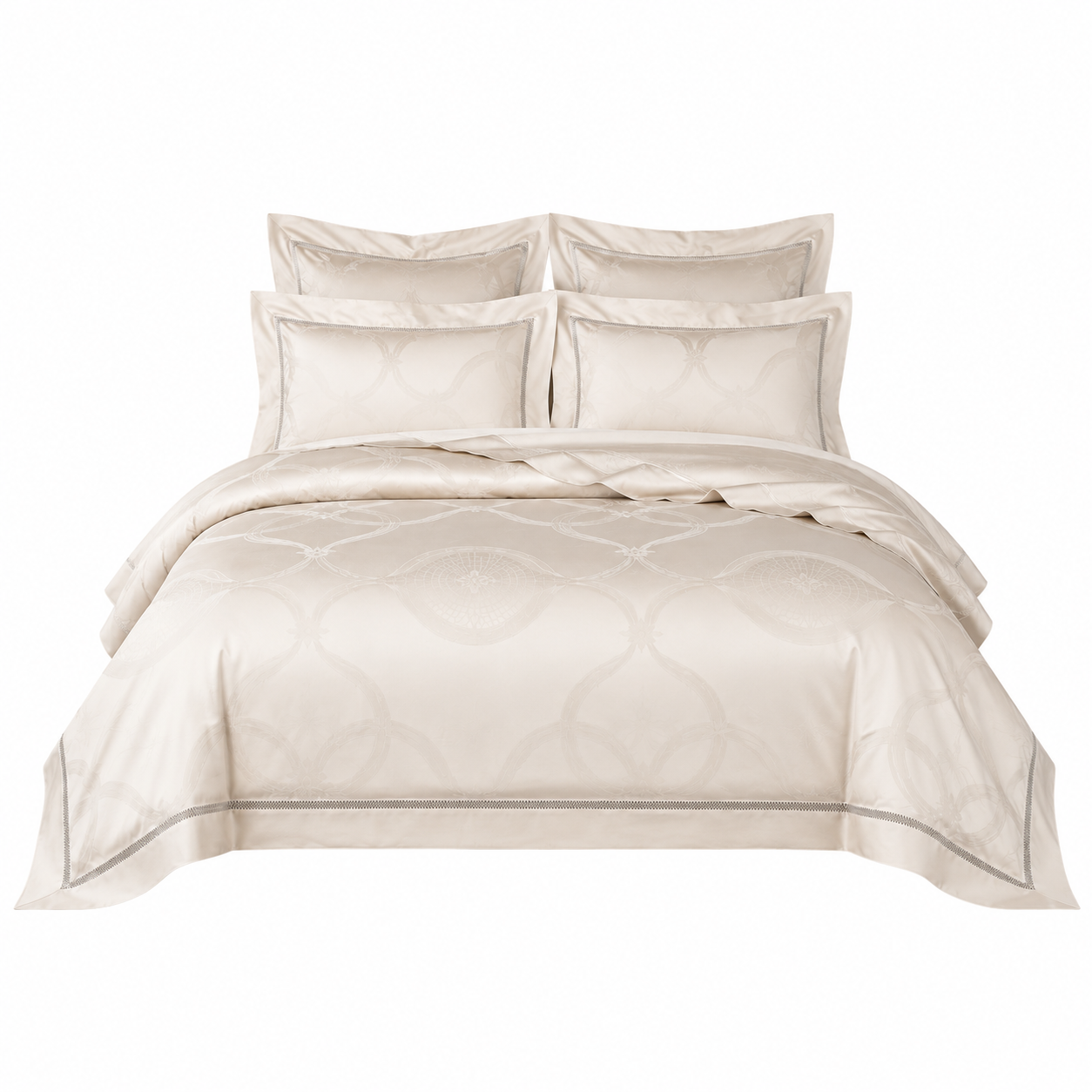 Scandinavian Luxe Jacquard - Champagne Haven Egyptian Cotton Bedding Set