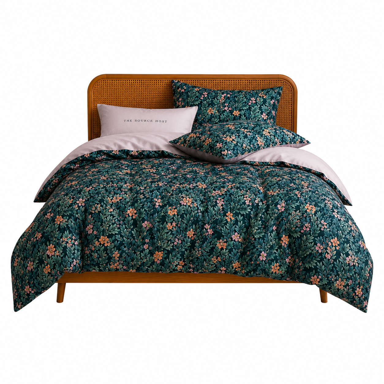Bright Flamingo Leaf - Secret Garden Teal Egyptian Cotton Bedding Set