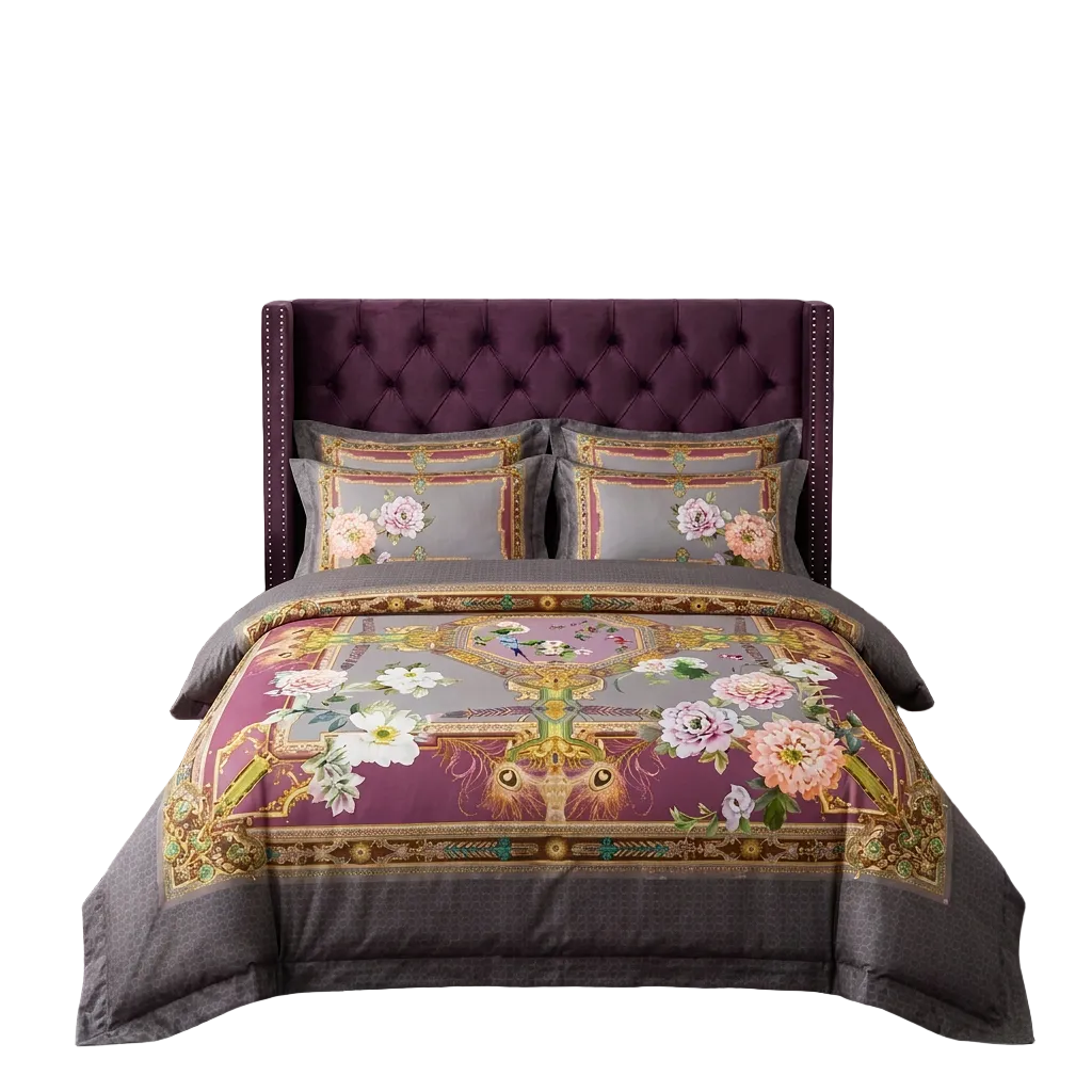 Artisan Design - Purple Baroque Hollywood Regency Egyptian Cotton Bedding Set