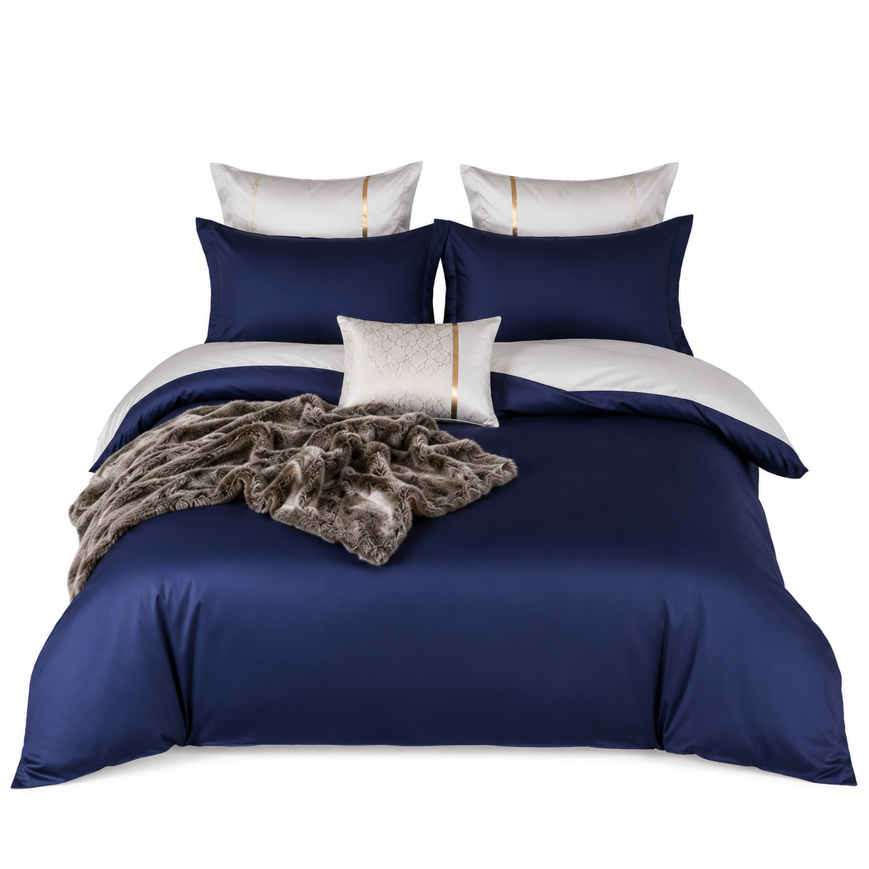 Elegant Two-Tone Egyptian Cotton Bedding Set