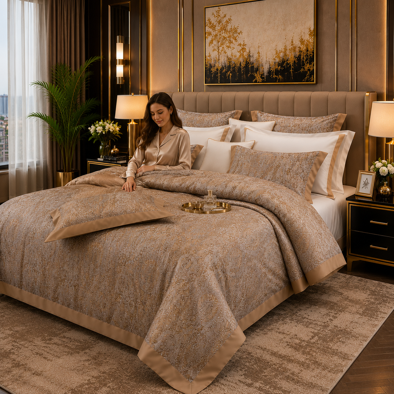 Oriental Vintage Exotic Bohemian - Champagne Royale Bedding Set