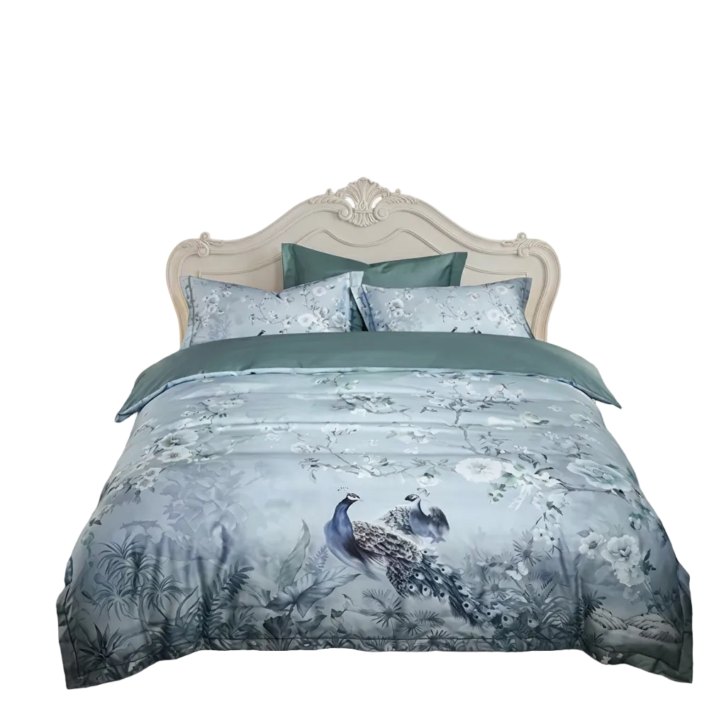 Artisan Design - Peacock Botanical French Romantic Egyptian Cotton Bedding Set