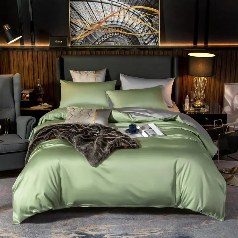 Elegant Two-Tone Egyptian Cotton Bedding Set