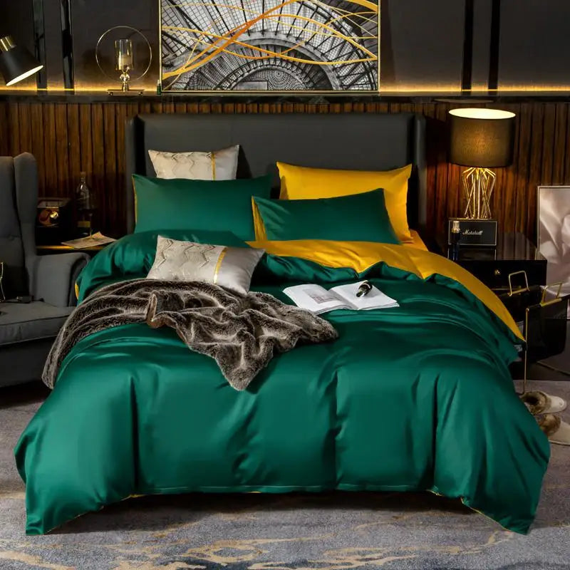 Elegant Two-Tone Egyptian Cotton Bedding Set