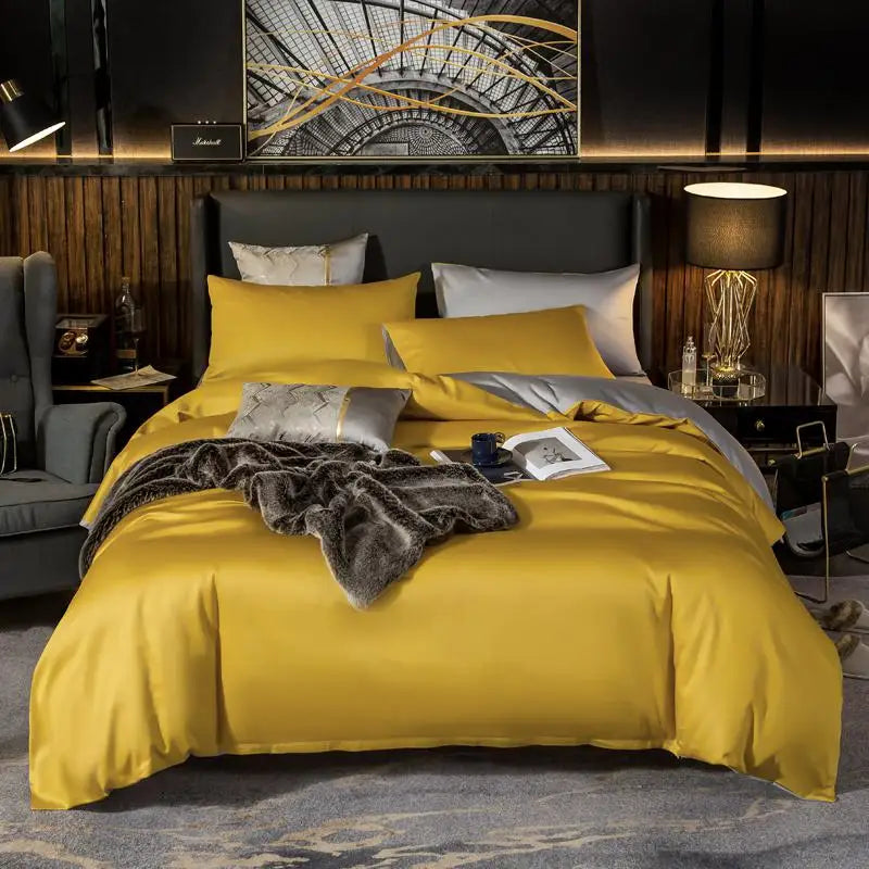 Elegant Two-Tone Egyptian Cotton Bedding Set