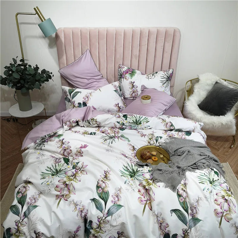 Bright Flamingo Leaf Egyptian Cotton Bedding Set