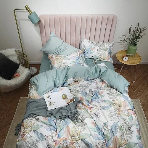 Bright Flamingo Leaf Egyptian Cotton Bedding Set