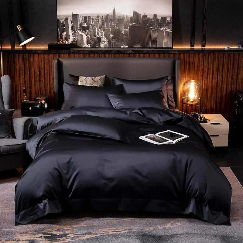 600TC Egyptian Cotton Gray Bedding set US Queen King Size 4/6Pcs Duvet Cover set Deep Pocket Fitted Sheet Bed sheet Pillowcases