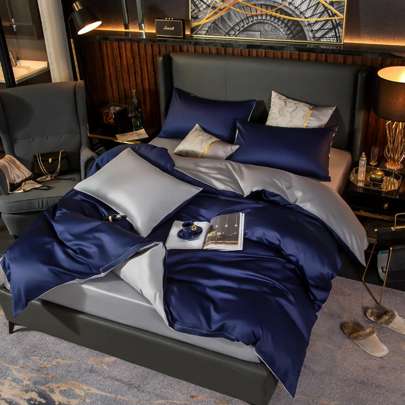 Elegant Two-Tone Egyptian Cotton Bedding Set