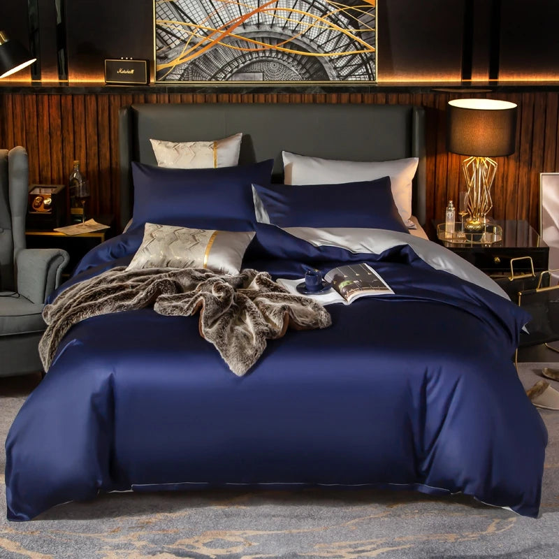 Elegant Two-Tone Egyptian Cotton Bedding Set