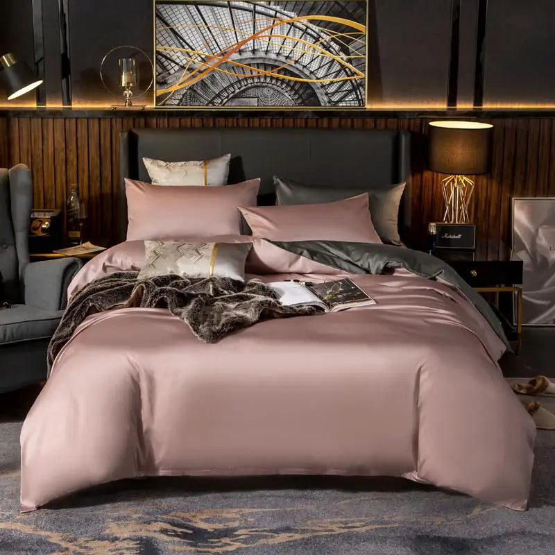 Elegant Two-Tone Egyptian Cotton Bedding Set
