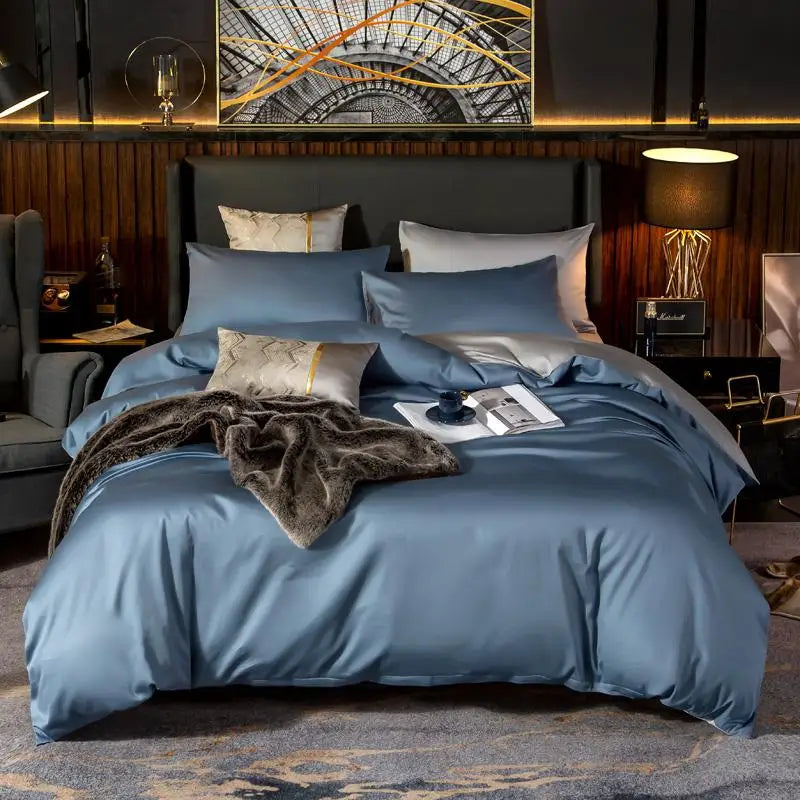 Elegant Two-Tone Egyptian Cotton Bedding Set