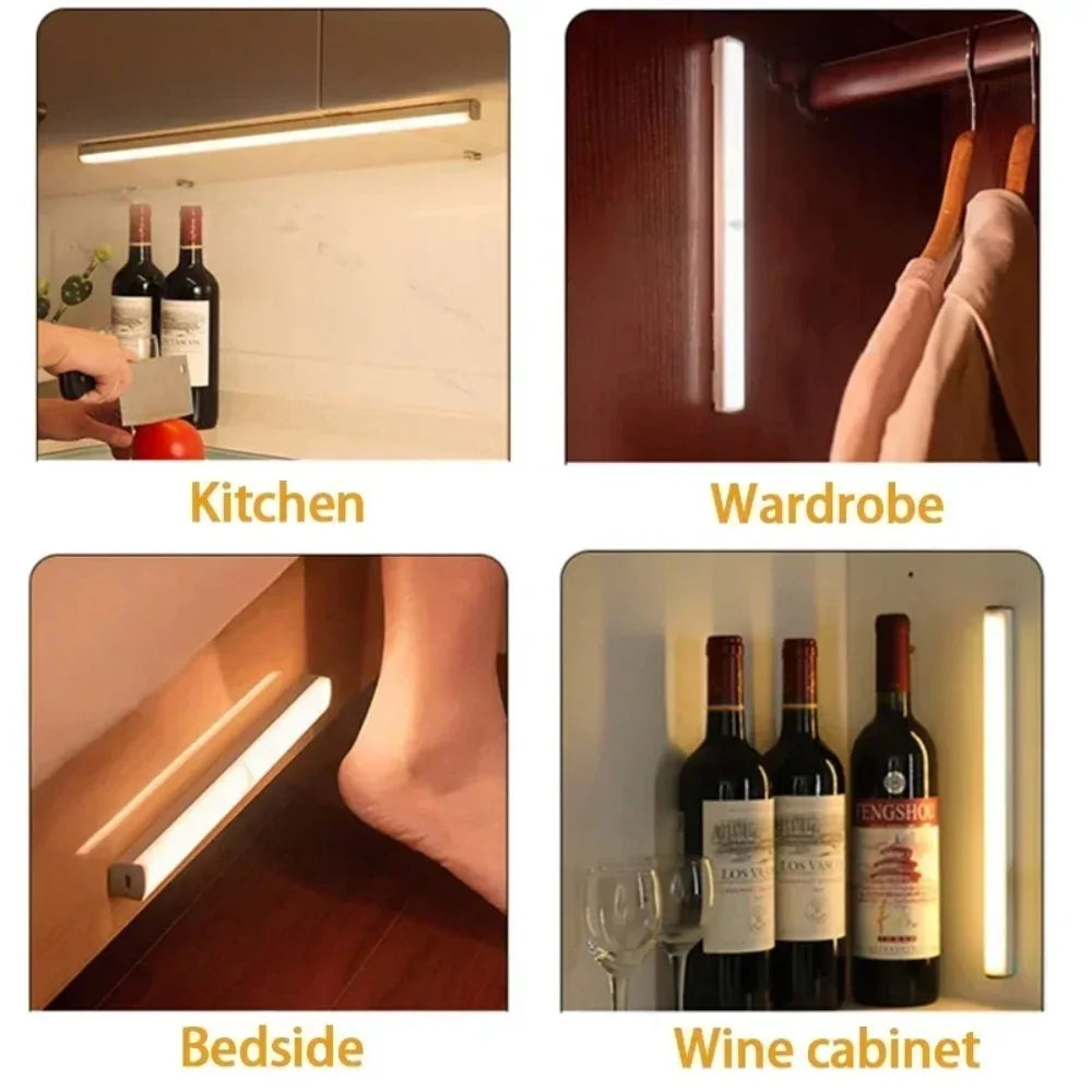 30CM LED Sensor Light Wireless LED Night Light Type C Rechargeable Light Cabinet Wardrobe Lamp Staircase Corridor for Kitchen