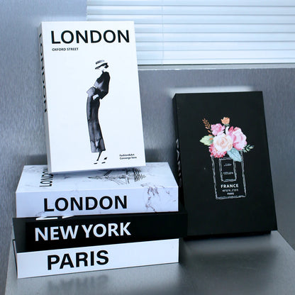 3Pcs/Set Fake Books Set for Decoration Coffee Table Ornaments Modern Home Decoration Luxury Faux Book Set London New York Paris