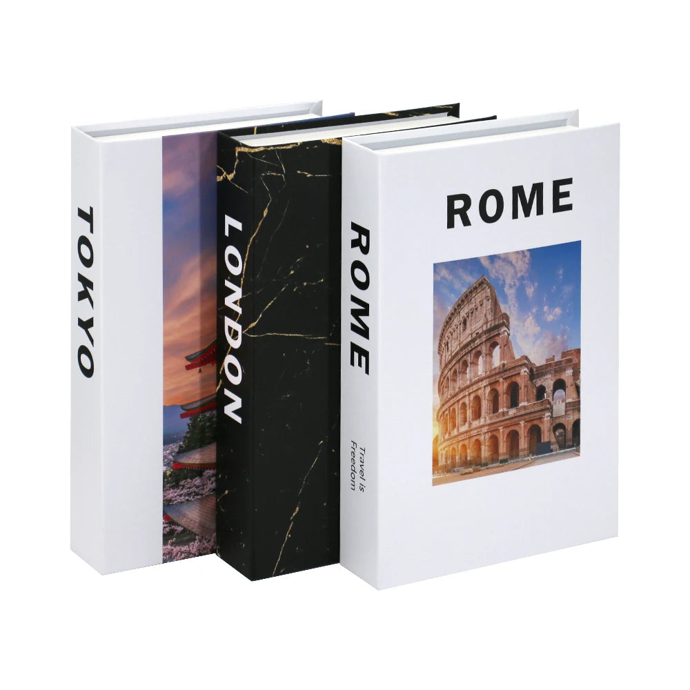 3Pcs/Set Fake Books Set for Decoration Coffee Table Ornaments Modern Home Decoration Luxury Faux Book Set London New York Paris