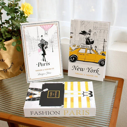 3Pcs/Set Fake Books Set for Decoration Coffee Table Ornaments Modern Home Decoration Luxury Faux Book Set London New York Paris