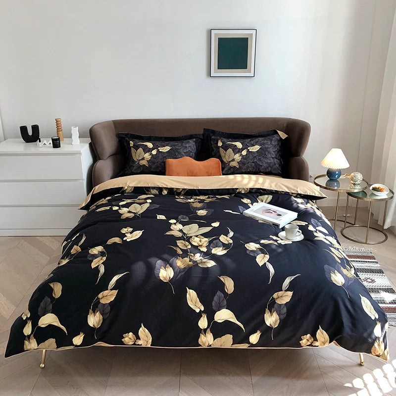 Bright Flamingo Leaf Egyptian Cotton Bedding Set