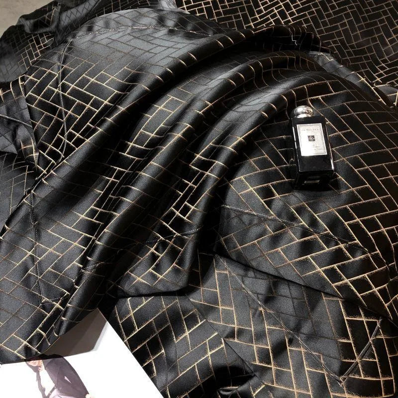 Luxury Black Yarn-Dyed Jacquard Egyptian Cotton Bedding Set