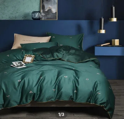 Bright Flamingo Leaf Egyptian Cotton Bedding Set