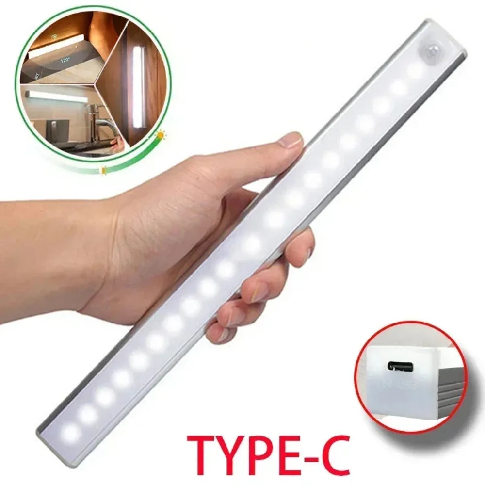 30CM LED Sensor Light Wireless LED Night Light Type C Rechargeable Light Cabinet Wardrobe Lamp Staircase Corridor for Kitchen