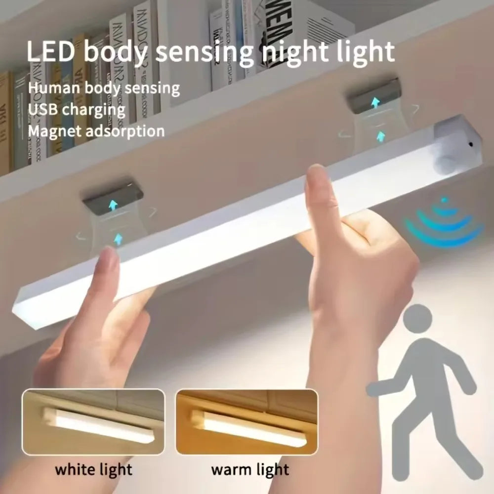 30CM LED Sensor Light Wireless LED Night Light Type C Rechargeable Light Cabinet Wardrobe Lamp Staircase Corridor for Kitchen