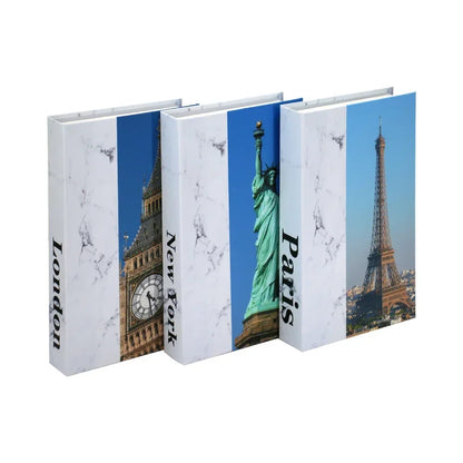 3Pcs/Set Fake Books Set for Decoration Coffee Table Ornaments Modern Home Decoration Luxury Faux Book Set London New York Paris