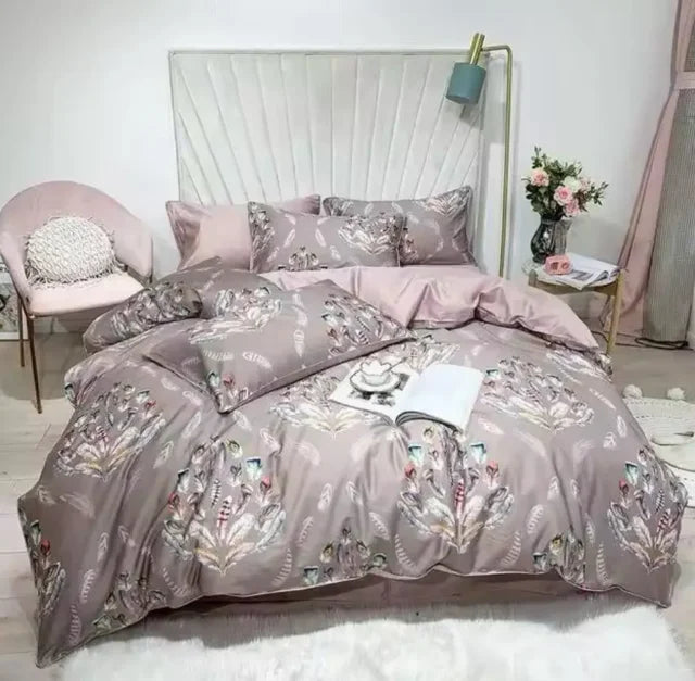 Bright Flamingo Leaf Egyptian Cotton Bedding Set