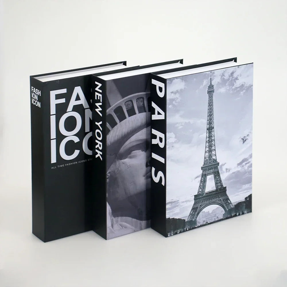 3Pcs/Set Fake Books Set for Decoration Coffee Table Ornaments Modern Home Decoration Luxury Faux Book Set London New York Paris