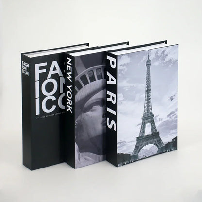 3Pcs/Set Fake Books Set for Decoration Coffee Table Ornaments Modern Home Decoration Luxury Faux Book Set London New York Paris