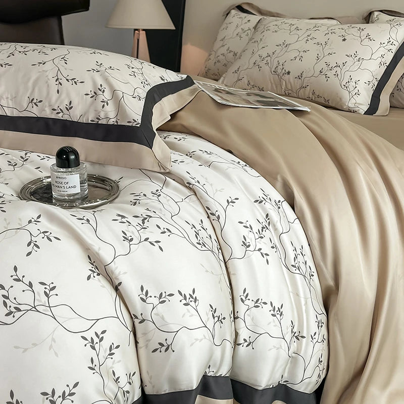 Cooling Eucalyptus Lyocell Bedding Set - Soft, Silky Floral Print