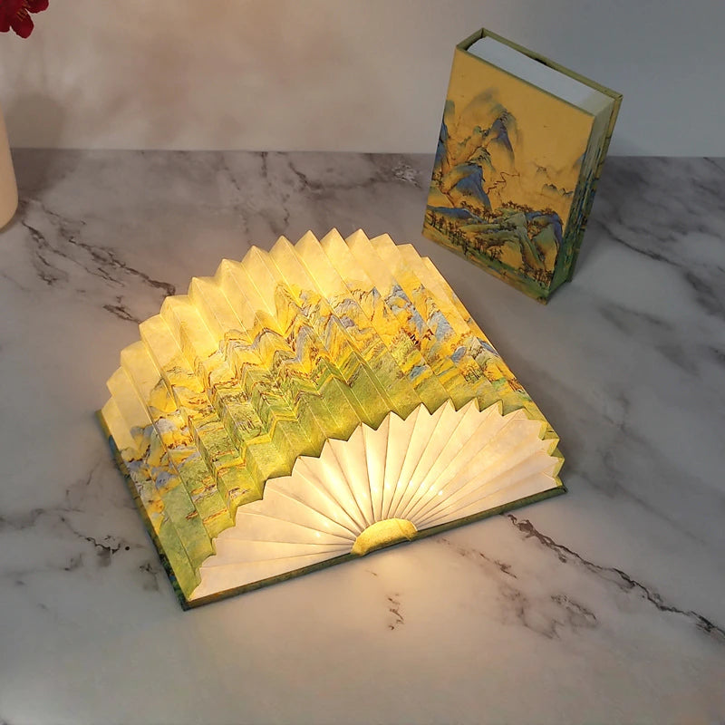 Book Lamp Creative Gift Net Red LED Atmosphere Lamp Chinoiserie Paper Art Desk Lamp Folding Book Lamp Night Light