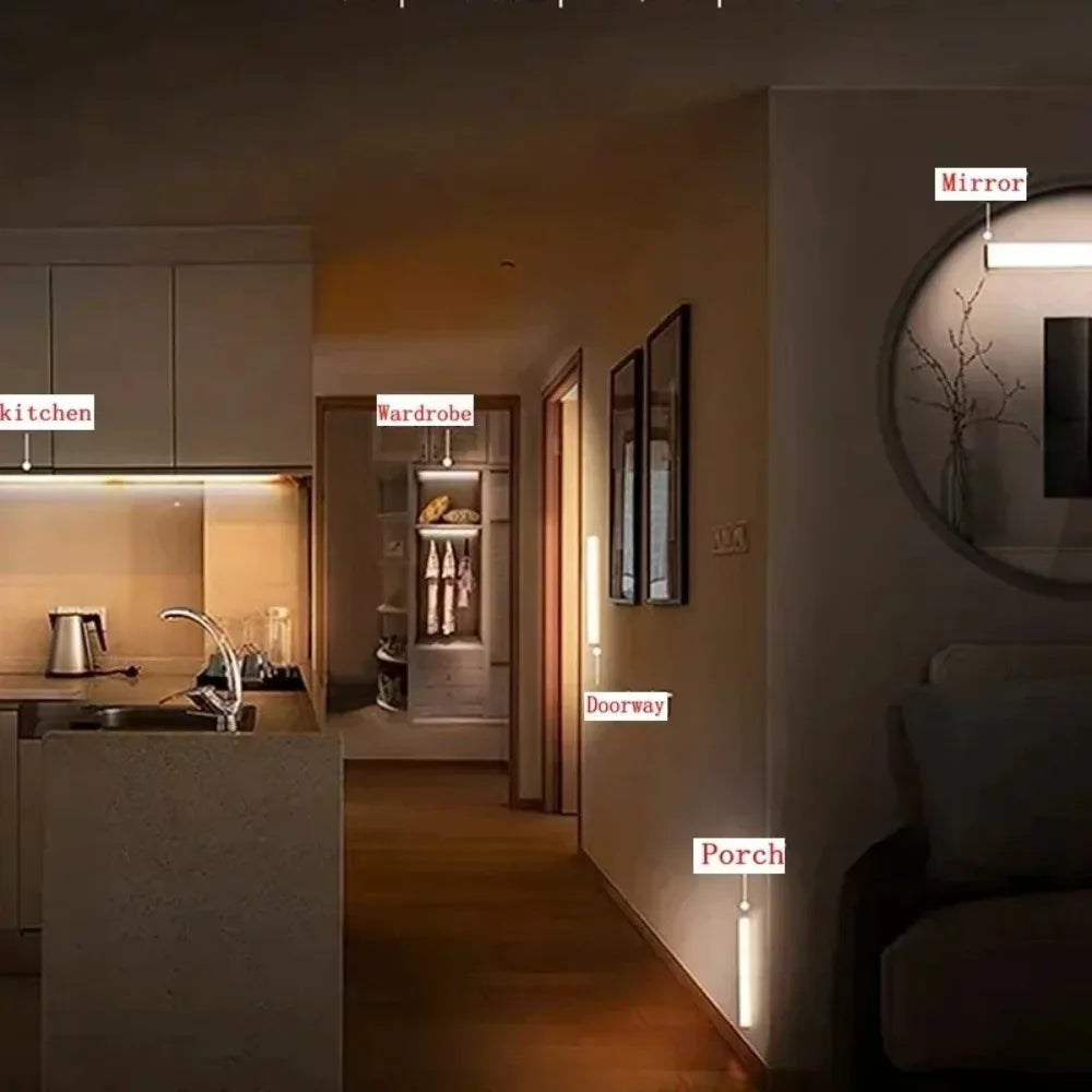 30CM LED Sensor Light Wireless LED Night Light Type C Rechargeable Light Cabinet Wardrobe Lamp Staircase Corridor for Kitchen