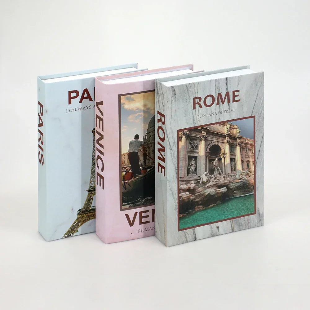 3Pcs/Set Fake Books Set for Decoration Coffee Table Ornaments Modern Home Decoration Luxury Faux Book Set London New York Paris