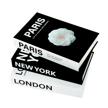 3Pcs/Set Fake Books Set for Decoration Coffee Table Ornaments Modern Home Decoration Luxury Faux Book Set London New York Paris