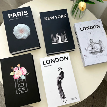 3Pcs/Set Fake Books Set for Decoration Coffee Table Ornaments Modern Home Decoration Luxury Faux Book Set London New York Paris