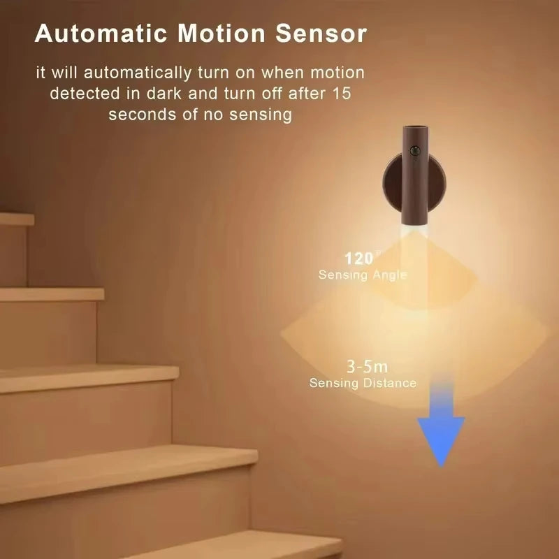 Night Light Motion Sensor Night Lights Rechargeable Wall Sconces Magnetic Wall Lights Wooden Wall Lighting for Bedroom Stair