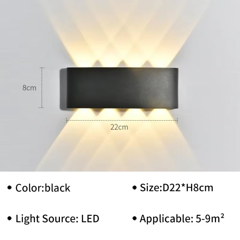 IP65 Waterproof Wall Lamp Modern LED Wall Lights for Outdoor Garden Sconce Living Room Background Decor Black Spotlight Lighting